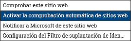 Activar la comprobación automática de sitios web