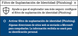 Activar el filtro de suplantación de identidad