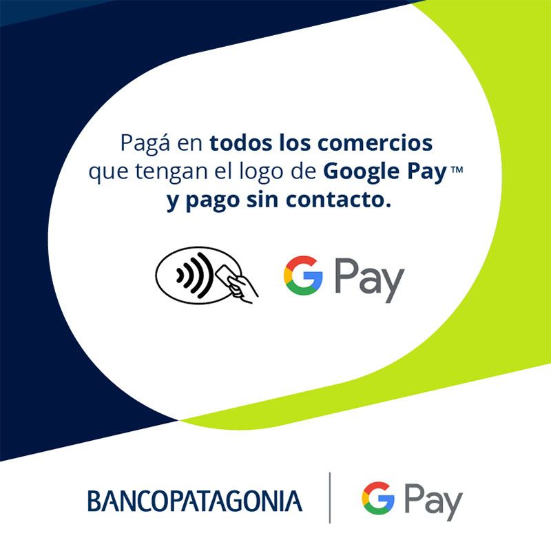 Pagá en todos los comercios que tengan el logo de Google Pay y pago sin contacto