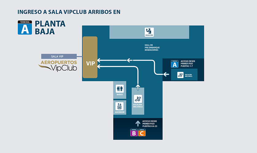 Mapa ARRIBOS salón Aeropuertos VipClub